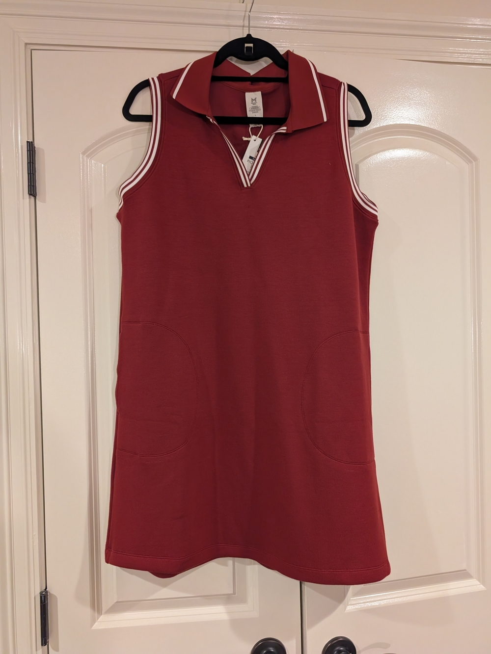 Sleeveless Polo Dress in Deep Brick Red